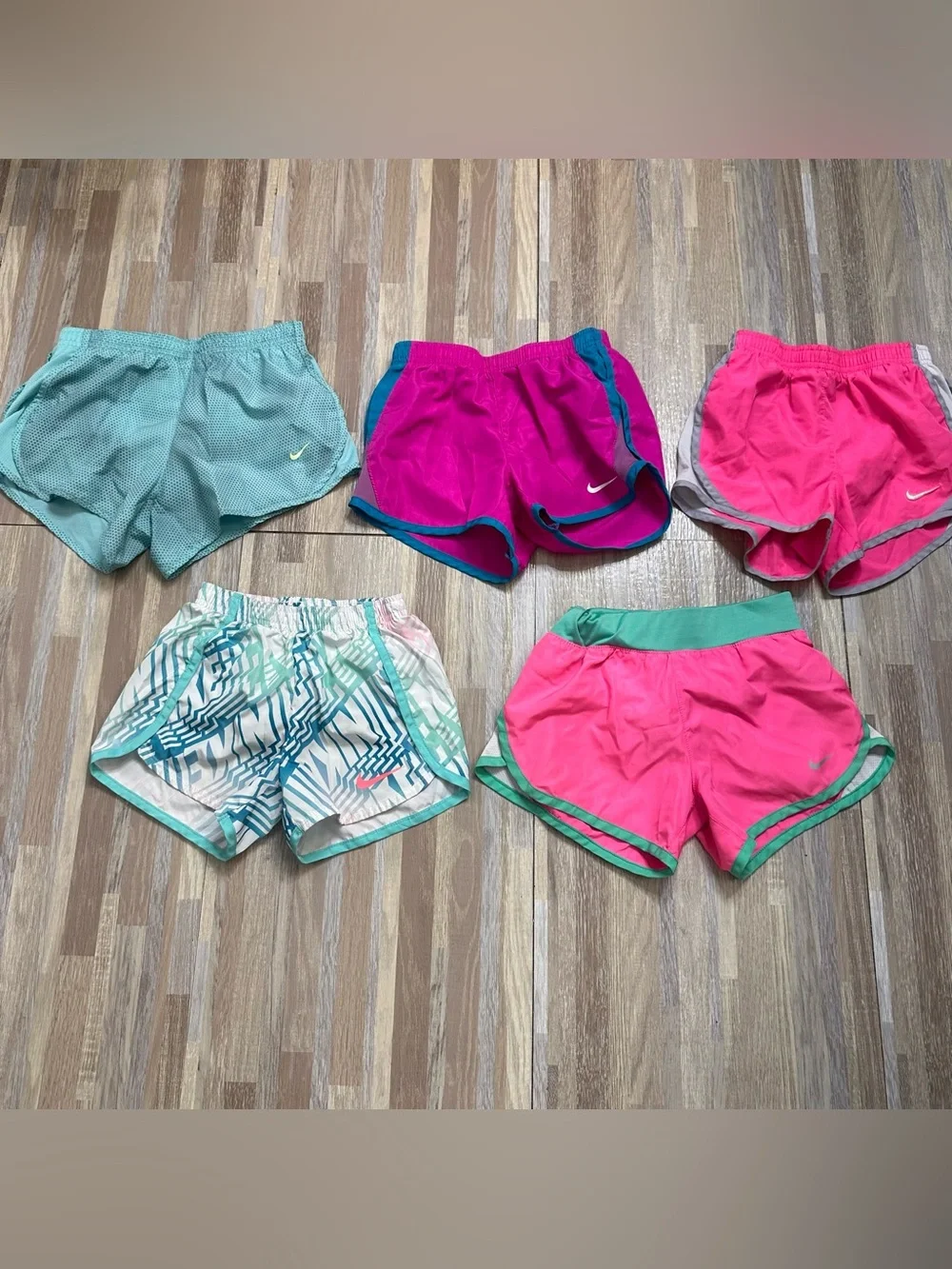 Nike Girl's Running Shorts Bundle Lot, Pink & Teal Mix, Youth Size 6/6X/Small